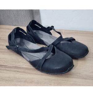 Ahnu Women's Size 9.5 Shoes Mary Jane Sandals Black Leather Strappy Comfort